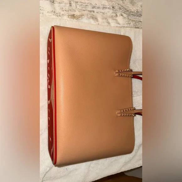 Christian Louboutin Tan and Red Studded Tote w/o wristlet - Picture 13 of 16
